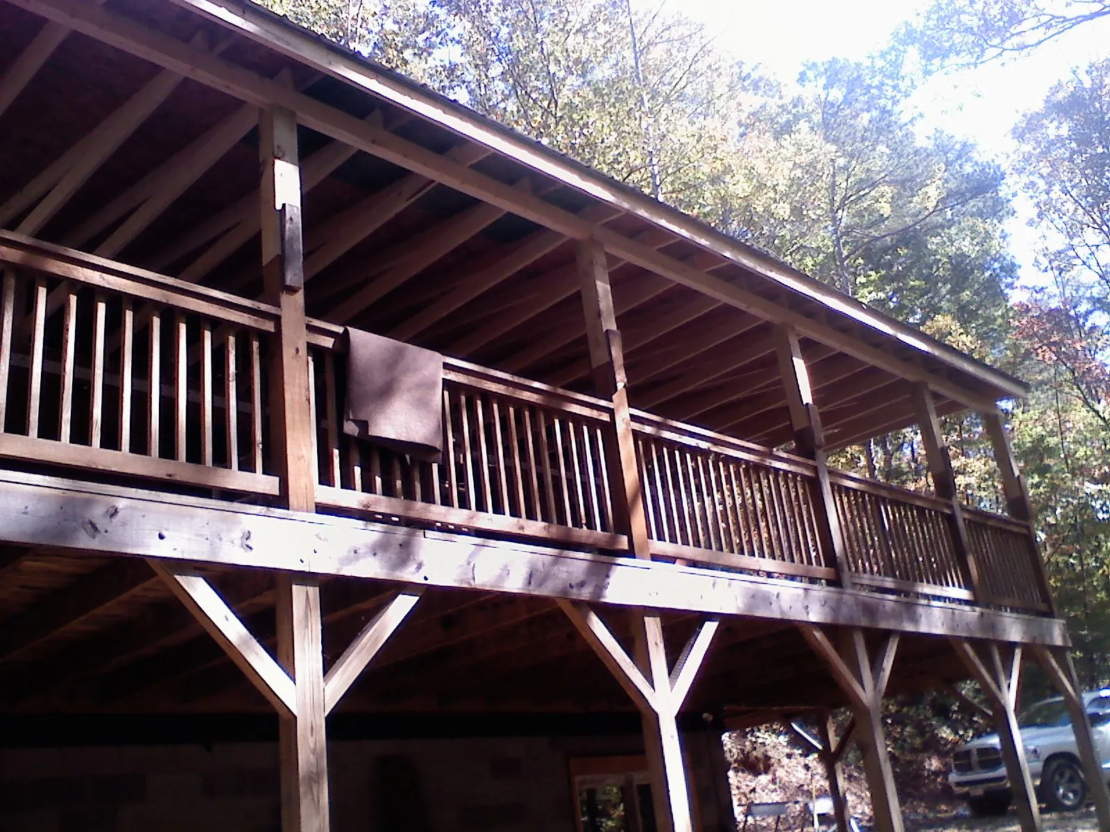 Timber framing under a new elevated porch and deck — Roof Leak Repair in Landisburg by Roofing Brothers