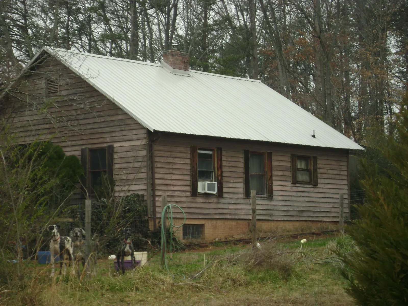 White metal roof on an old wood sided farmhouse, from a Asphalt Shingle Roof Repair job in Landisburg